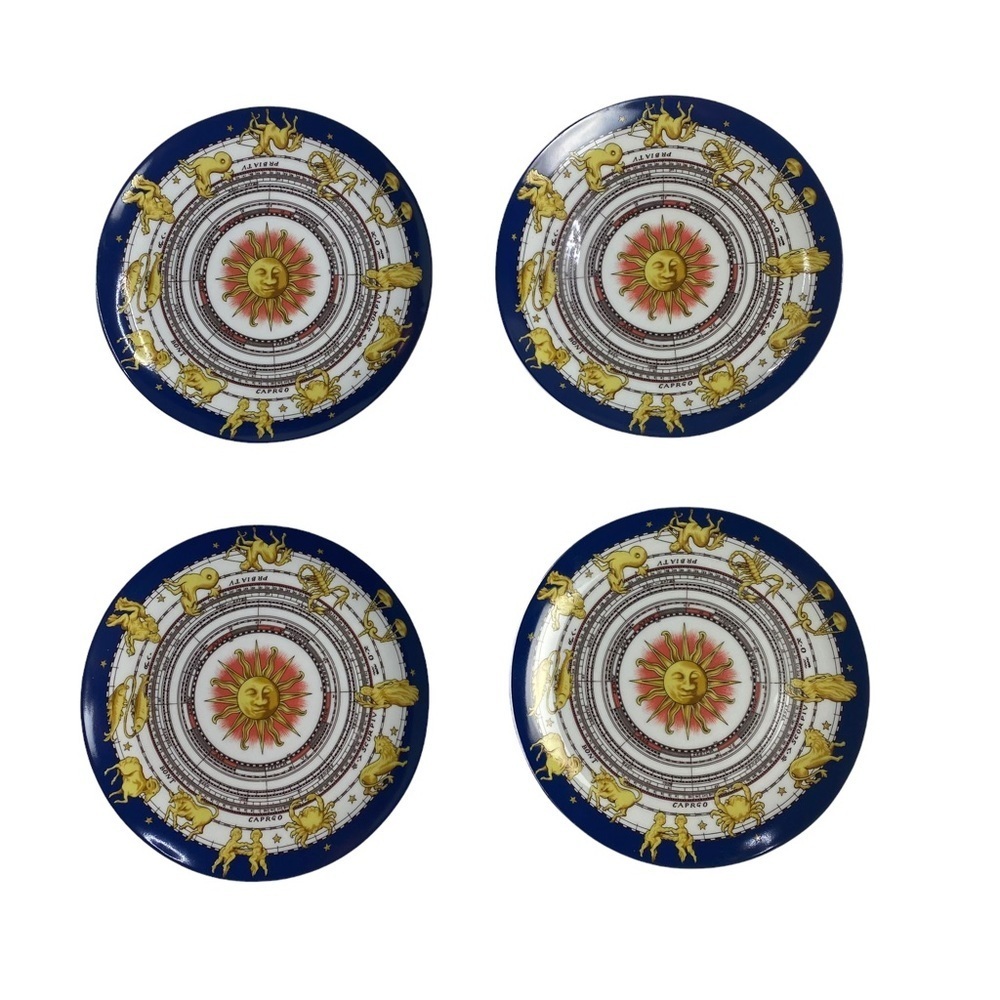 SET 4 HORCHOW Japan Porcelain Sun Zodiac Calendar  Appetizer Desert PLATE tea